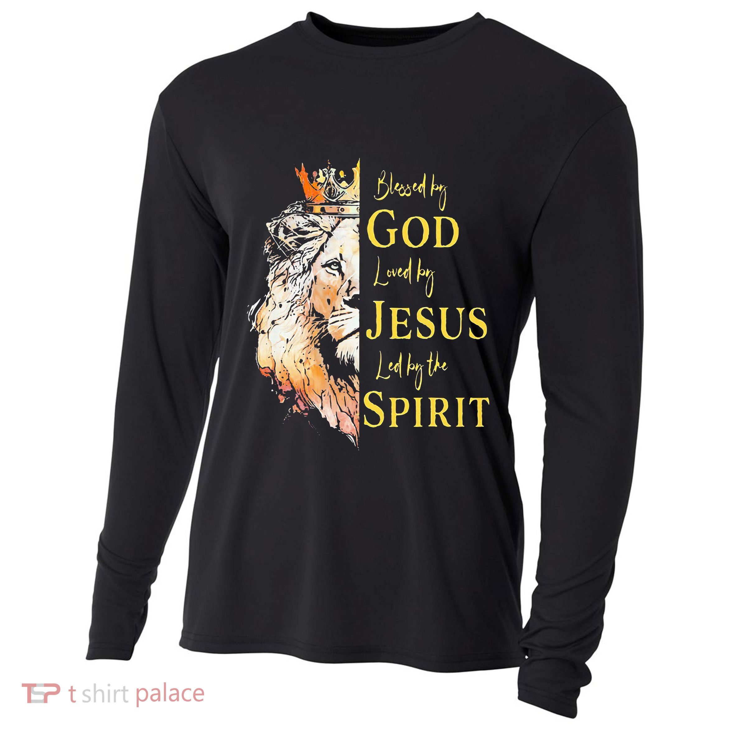 Lion Blessed By God Loved By Jesus Led Buy The Spirit Cooling Performance Long Sleeve Crew