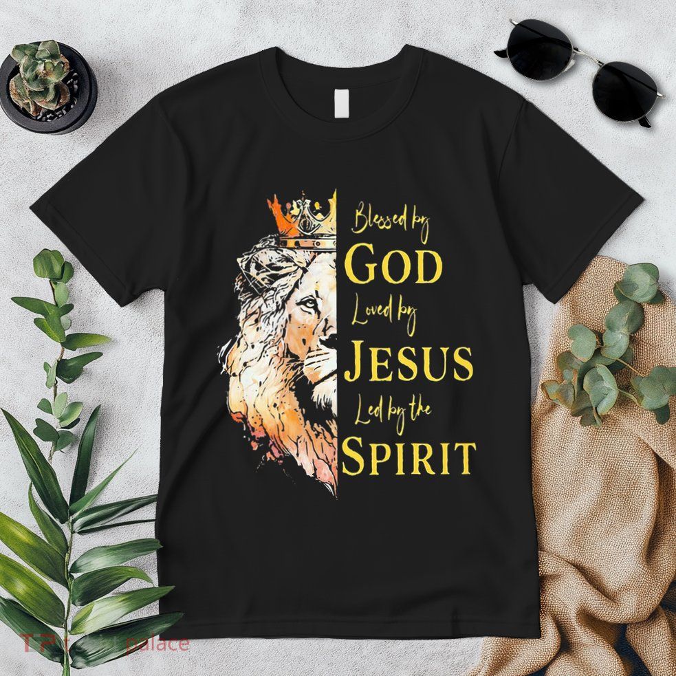 Lion Blessed By God Loved By Jesus Led Buy The Spirit Premium T-Shirt