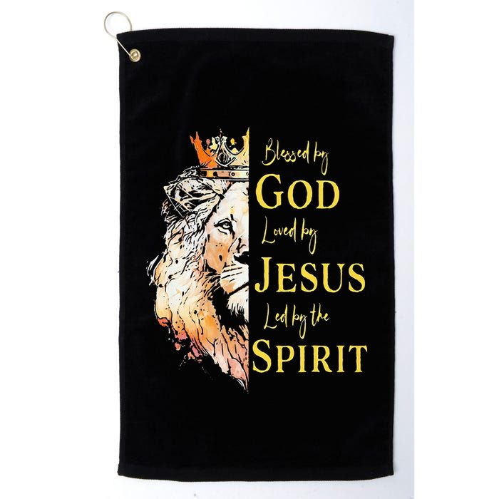 Lion Blessed By God Loved By Jesus Led Buy The Spirit Golf Towel