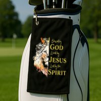 Lion Blessed By God Loved By Jesus Led Buy The Spirit Golf Towel