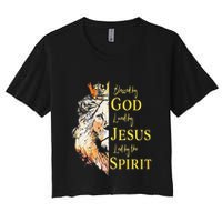 Lion Blessed By God Loved By Jesus Led Buy The Spirit Women's Crop Top Tee