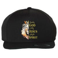 Lion Blessed By God Loved By Jesus Led Buy The Spirit Wool Snapback Cap
