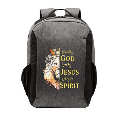 Lion Blessed By God Loved By Jesus Led Buy The Spirit Vector Backpack