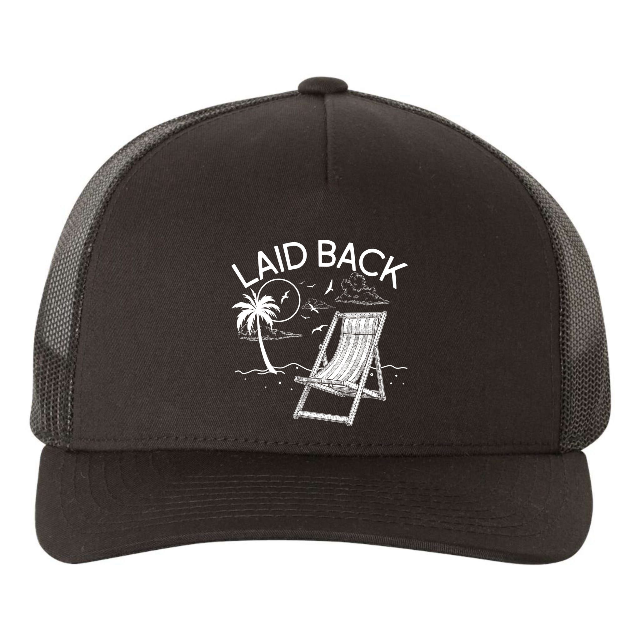Laid Back Beach Vacation Time Yupoong Adult 5-Panel Trucker Hat