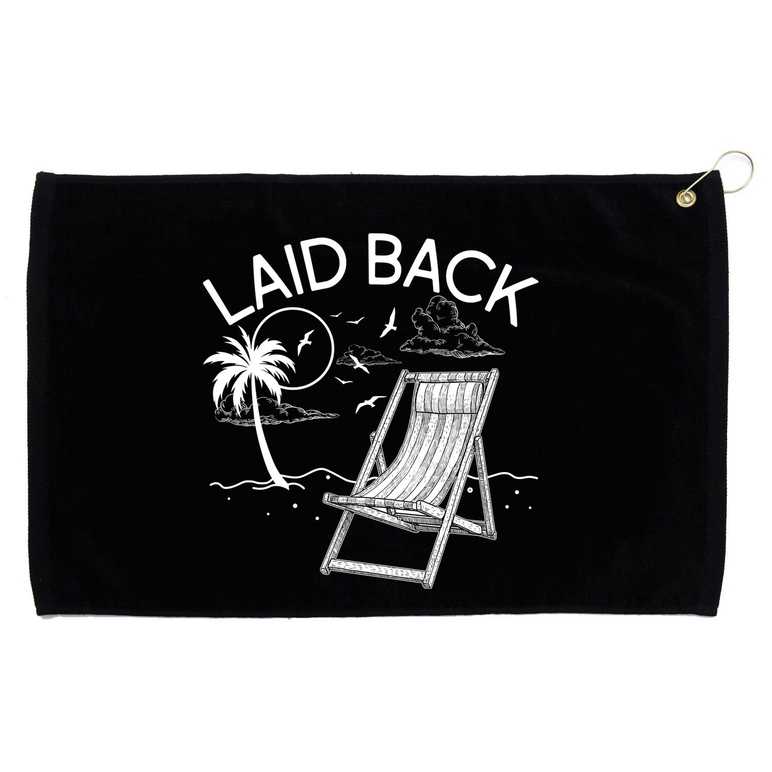 Laid Back Beach Vacation Time Grommeted Golf Towel