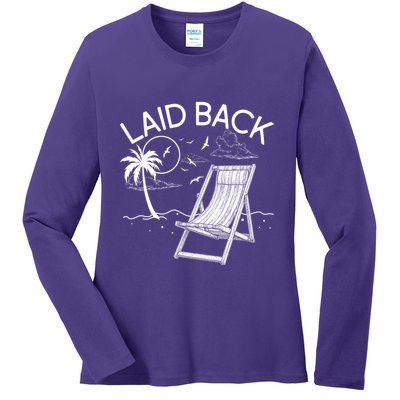 Laid Back Beach Vacation Time Ladies Long Sleeve Shirt