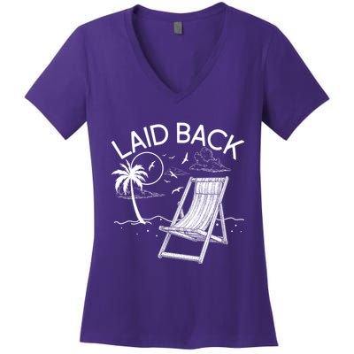 Laid Back Beach Vacation Time Women's V-Neck T-Shirt