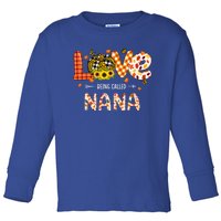 Love Being Called Nana Leopard Plaid Pumpkin Thanksgiving Cute Gift Toddler Long Sleeve Shirt