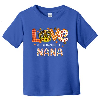 Love Being Called Nana Leopard Plaid Pumpkin Thanksgiving Cute Gift Toddler T-Shirt