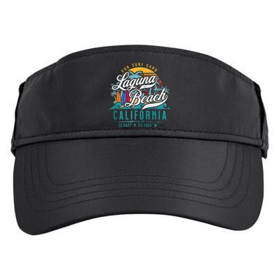 Laguna Beach California Retro Sun Sand Surf Palm Trees Adult Drive Performance Visor