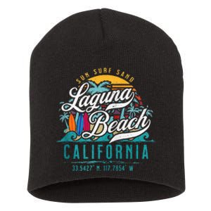 Laguna Beach California Retro Sun Sand Surf Palm Trees Short Acrylic Beanie