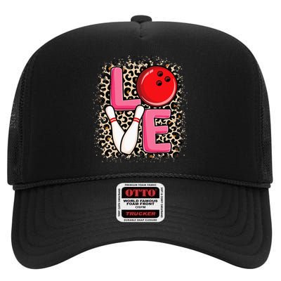 Love Bowling Cute Bowling Women Bowler High Crown Mesh Back Trucker Hat