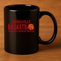 Louisville Basketball Compete Defeat Repeat 11oz C Handle Ceramic Mug