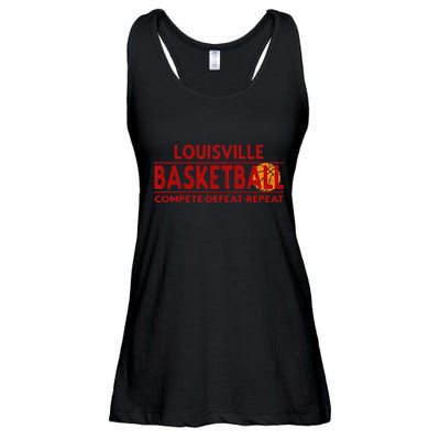 Louisville Basketball Compete Defeat Repeat Ladies Essential Flowy Tank