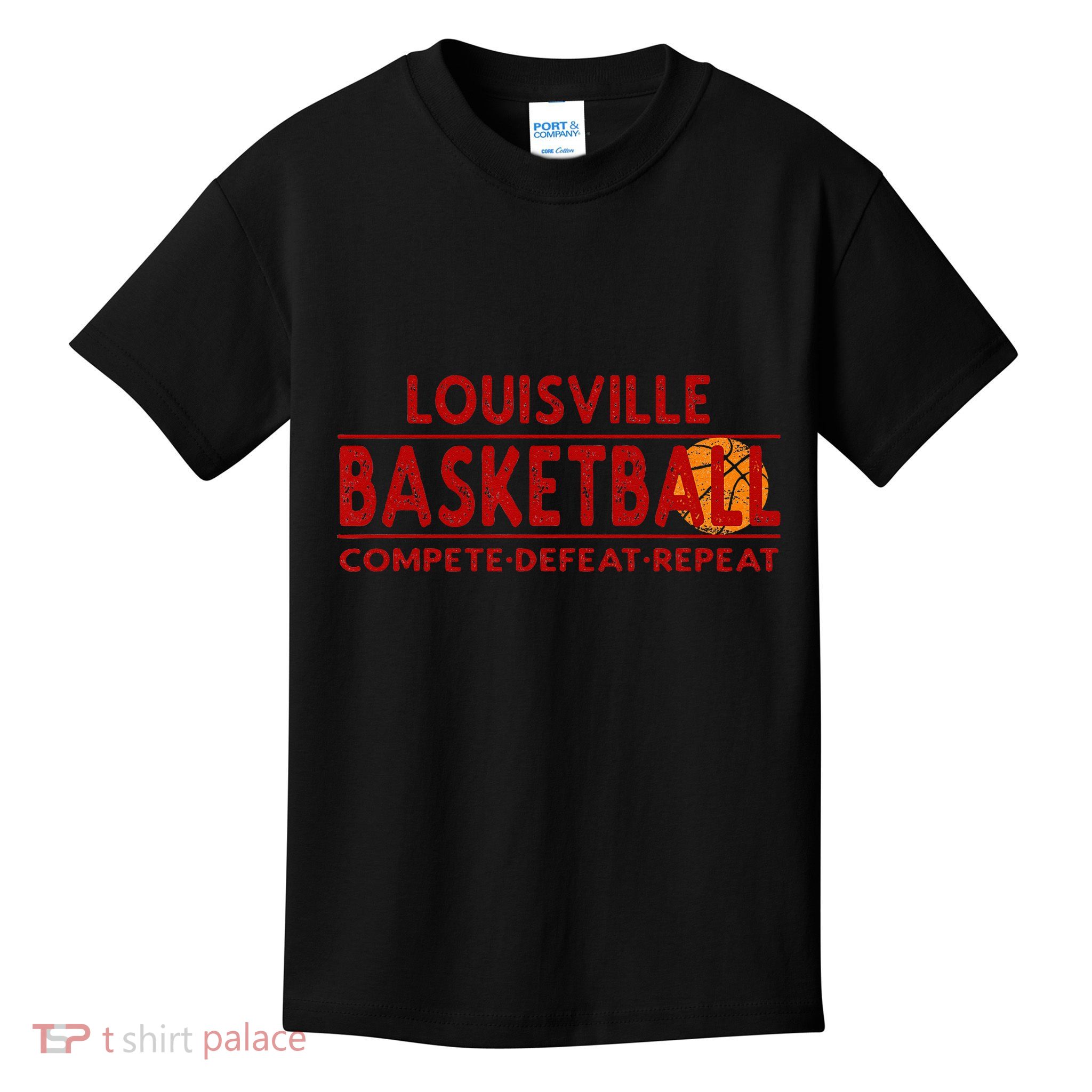 Louisville Basketball Compete Defeat Repeat Kids T-Shirt