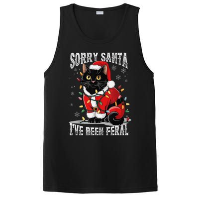 Light Black Cat Christmas Funny Sorry Santa IVe Been Feral PosiCharge Competitor Tank