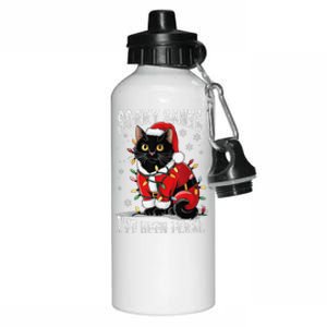 Light Black Cat Christmas Funny Sorry Santa IVe Been Feral Aluminum Water Bottle