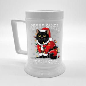 Light Black Cat Christmas Funny Sorry Santa IVe Been Feral Beer Stein