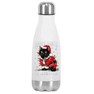 Light Black Cat Christmas Funny Sorry Santa IVe Been Feral Stainless Steel Insulated Water Bottle