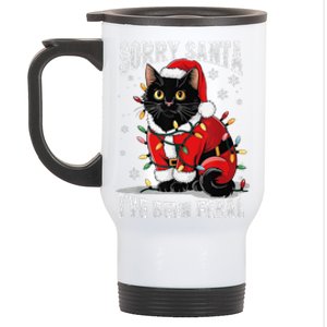 Light Black Cat Christmas Funny Sorry Santa IVe Been Feral Stainless Steel Travel Mug