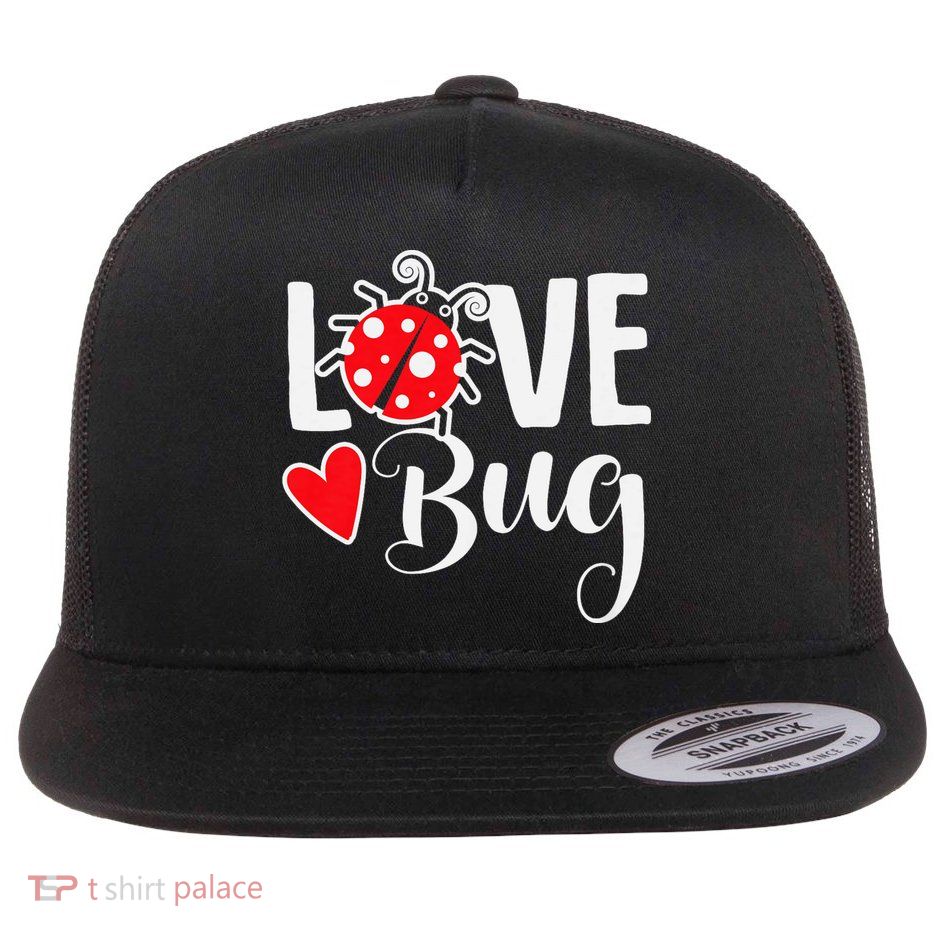 Love Bug Cute ValentineS Day Party Ladybug Flat Bill Trucker Hat