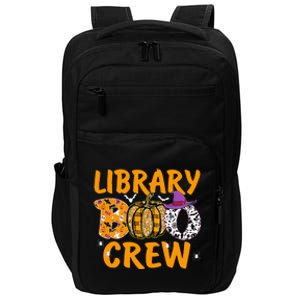 Library Boo Crew School Librarian Halloween Library Book Impact Tech Backpack