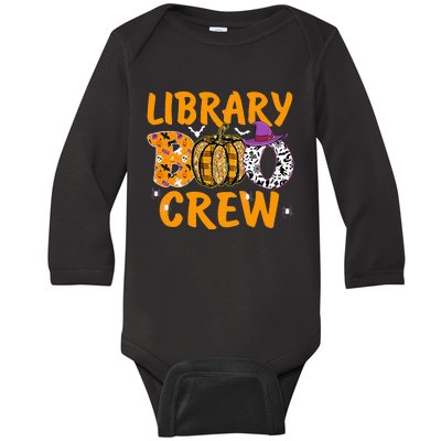 Library Boo Crew School Librarian Halloween Library Book Baby Long Sleeve Bodysuit