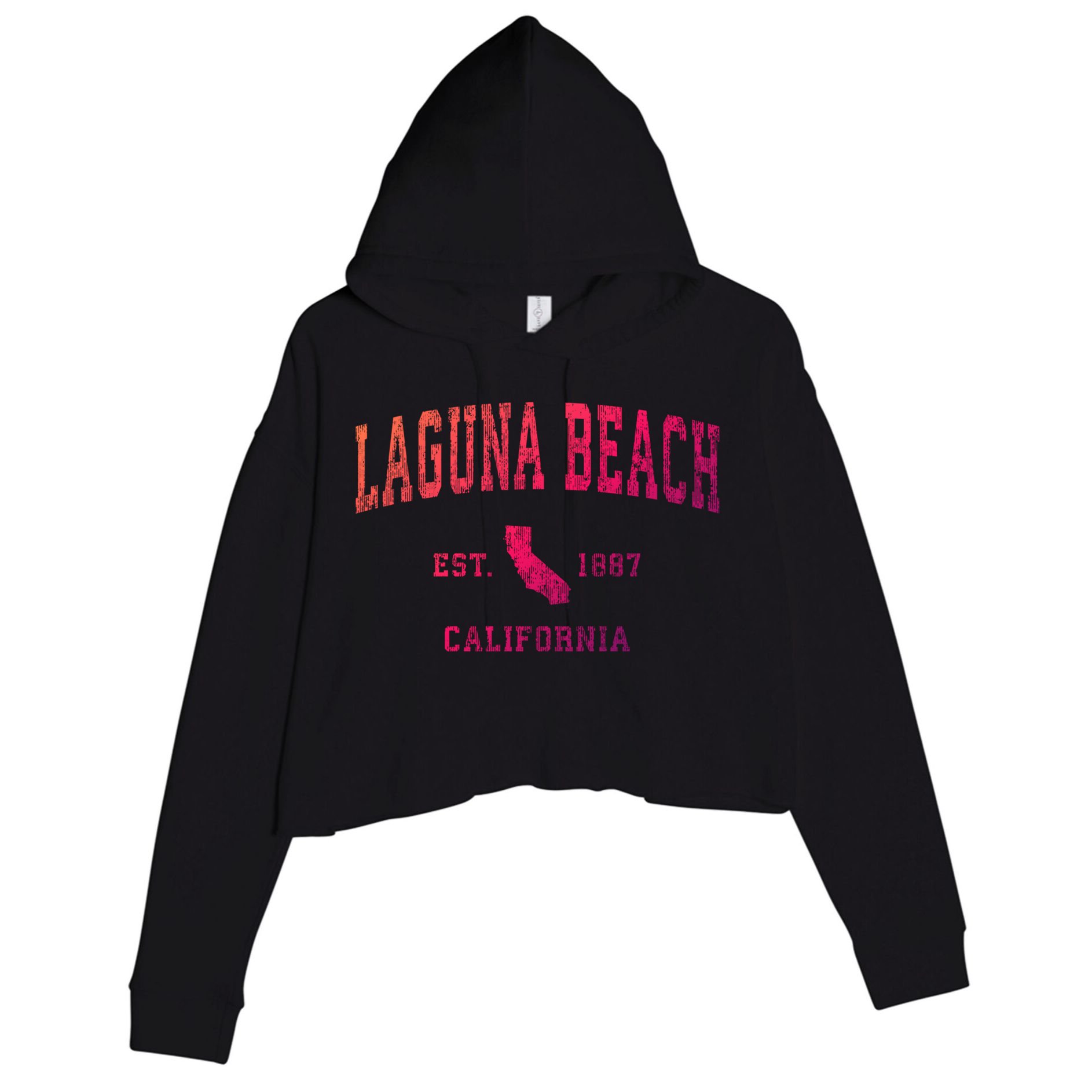 Laguna Beach California Ca Vintage Athletic Sports Design Funny Gift Crop Fleece Hoodie