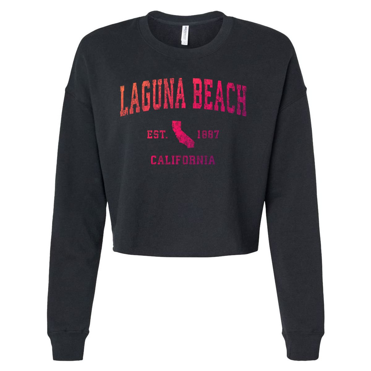 Laguna Beach California Ca Vintage Athletic Sports Design Funny Gift Cropped Pullover Crew