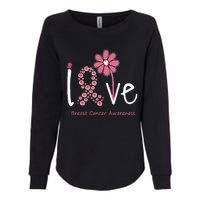 Love Breast Cancer Pink Ribbon Floral Womens California Wash Sweatshirt