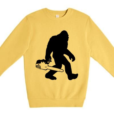 Lumberjack Bigfoot Chainsaw Sasquatch Logger Funny Premium Crewneck Sweatshirt