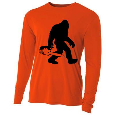 Lumberjack Bigfoot Chainsaw Sasquatch Logger Funny Cooling Performance Long Sleeve Crew