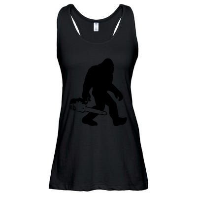 Lumberjack Bigfoot Chainsaw Sasquatch Logger Funny Ladies Essential Flowy Tank