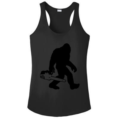 Lumberjack Bigfoot Chainsaw Sasquatch Logger Funny Ladies PosiCharge Competitor Racerback Tank