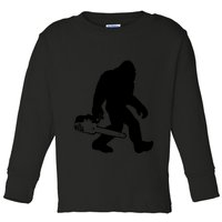 Lumberjack Bigfoot Chainsaw Sasquatch Logger Funny Toddler Long Sleeve Shirt