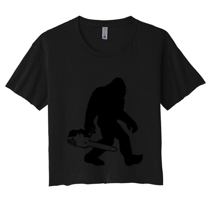 Lumberjack Bigfoot Chainsaw Sasquatch Logger Funny Crop Top