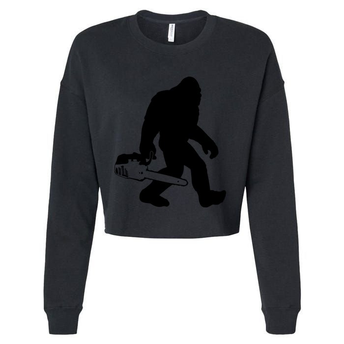 Lumberjack Bigfoot Chainsaw Sasquatch Logger Funny Cropped Pullover Crew