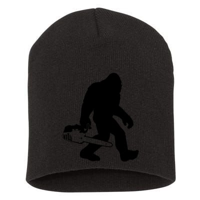 Lumberjack Bigfoot Chainsaw Sasquatch Logger Funny Short Acrylic Beanie