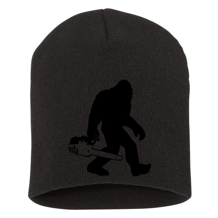 Lumberjack Bigfoot Chainsaw Sasquatch Logger Funny Short Acrylic Beanie