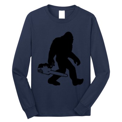 Lumberjack Bigfoot Chainsaw Sasquatch Logger Funny Long Sleeve Shirt