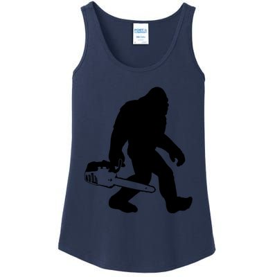 Lumberjack Bigfoot Chainsaw Sasquatch Logger Funny Ladies Essential Tank