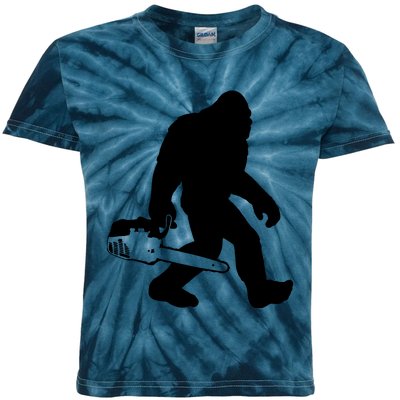 Lumberjack Bigfoot Chainsaw Sasquatch Logger Funny Kids Tie-Dye T-Shirt