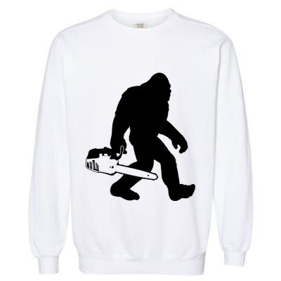 Lumberjack Bigfoot Chainsaw Sasquatch Logger Funny Garment-Dyed Sweatshirt
