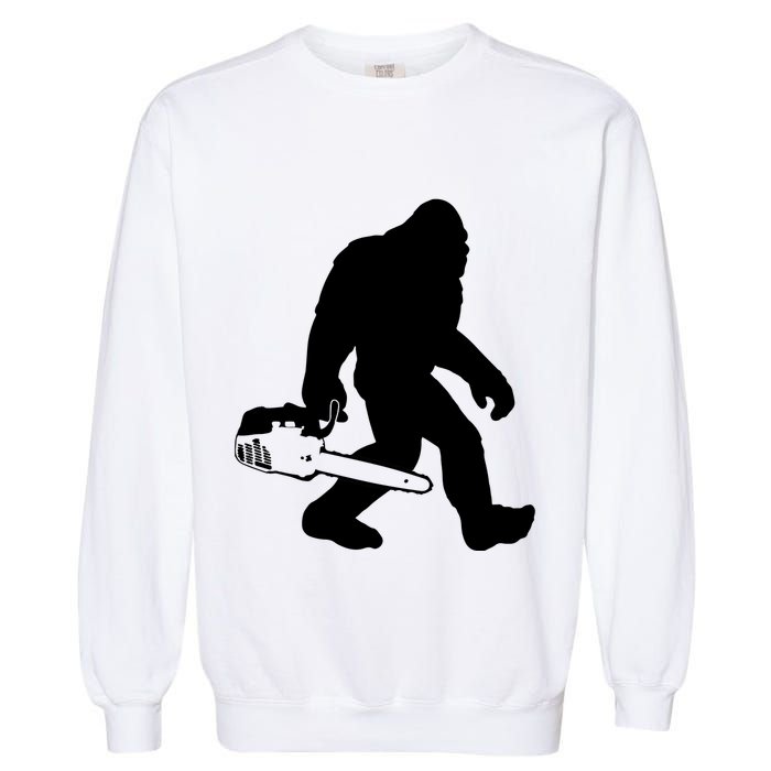 Lumberjack Bigfoot Chainsaw Sasquatch Logger Funny Garment-Dyed Sweatshirt