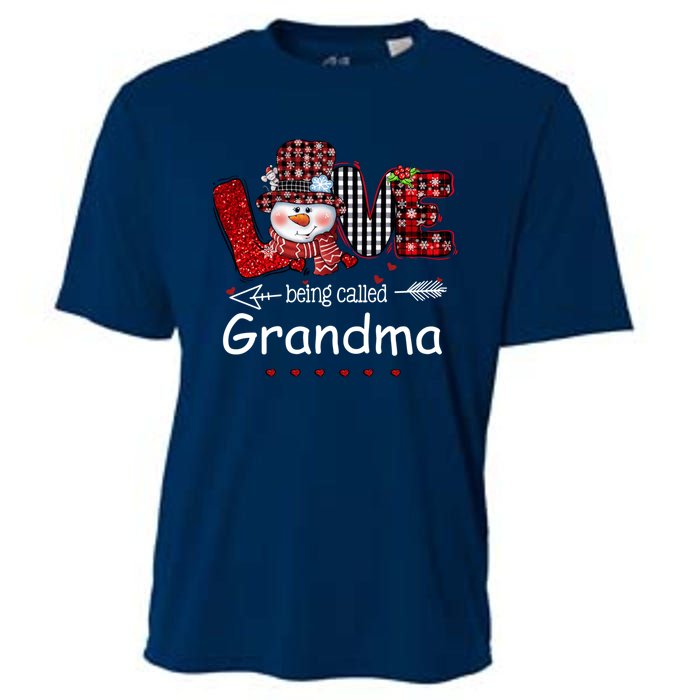 Love being called Grandma Snowman Christmas Red Plaid Xmas Cooling Performance Crew T-Shirt