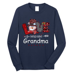 Love being called Grandma Snowman Christmas Red Plaid Xmas Long Sleeve Shirt