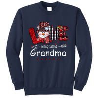 Love being called Grandma Snowman Christmas Red Plaid Xmas Sweatshirt