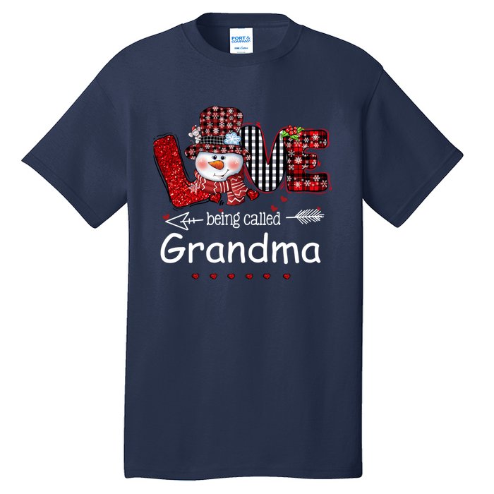 Love being called Grandma Snowman Christmas Red Plaid Xmas Tall T-Shirt