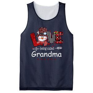 Love being called Grandma Snowman Christmas Red Plaid Xmas Mesh Reversible Basketball Jersey Tank