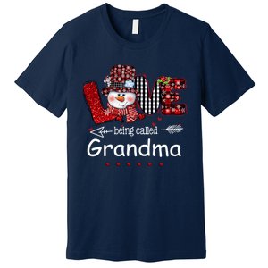 Love being called Grandma Snowman Christmas Red Plaid Xmas Premium T-Shirt